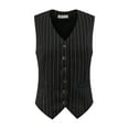 thumbnail image 1 of DARING DIVA Women's Pinstripe Waistcoat Button Down Vintage Striped Vest M Black, 1 of 6