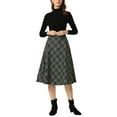 thumbnail image 1 of DARING DIVA Women's Plaid Belted Vintage A-Line Midi Skirt S Blue Green, 1 of 7