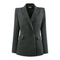 thumbnail image 1 of DARING DIVA Women's Plaid Blazer Notch Lapel Work Suit Jacket S Dark Grey, 1 of 6