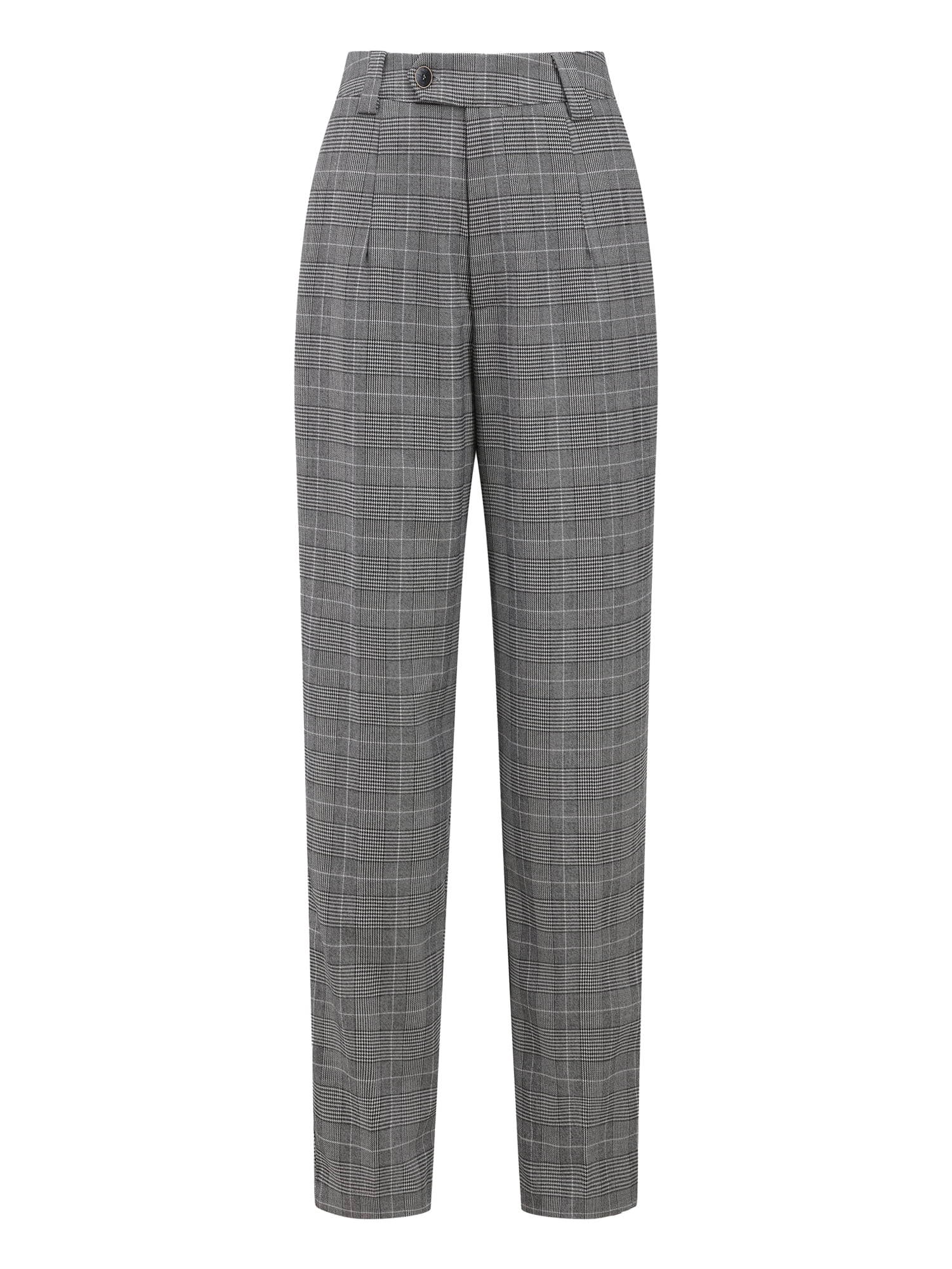 DARING DIVA Women's Plaid Houndstooth Tartan Long Trousers S Light Grey