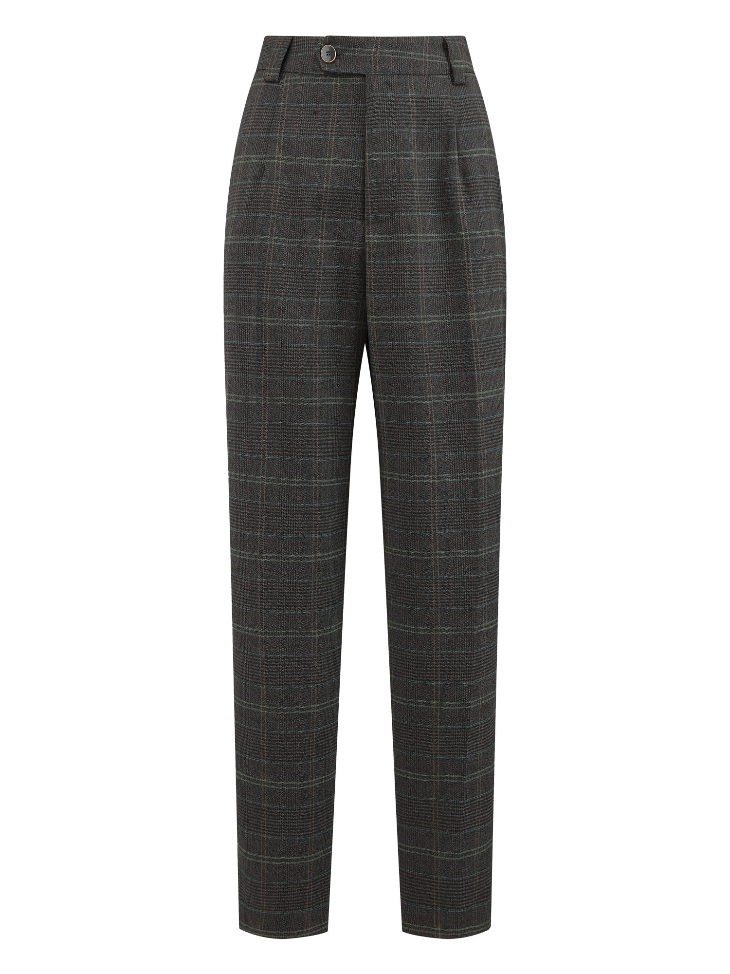 DARING DIVA Women's Plaid Houndstooth Tartan Long Trousers XL Dark Grey