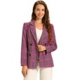 thumbnail image 1 of DARING DIVA Women's Plaid Notched Lapel Blazer Jacket XL Hot Pink, 1 of 6