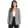 thumbnail image 1 of DARING DIVA Women's Plaid Notched Lapel Blazer S Black White Pattern 2, 1 of 6