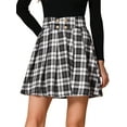 thumbnail image 1 of DARING DIVA Women's Plaid Tartan A-Line Buffalo Pleated Skirts L Black White, 1 of 6