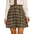 thumbnail image 1 of DARING DIVA Women's Plaid Tartan A-Line Buffalo Pleated Skirts XS Brown, 1 of 6