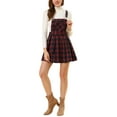 thumbnail image 1 of DARING DIVA Women's Plaid Tartan Adjustable Strap Pinafore Overall Dress S Red Blue, 1 of 6