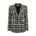thumbnail image 1 of DARING DIVA Women's Plaid Tartan Blazer Tweed Business Suit Jacket M Black, 1 of 7