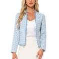 thumbnail image 1 of DARING DIVA Women's Plaid Tweed Long Sleeve Open Front Work Office Jacket XL Blue, 1 of 6