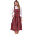 thumbnail image 1 of DARING DIVA Women's Plaid Vintage A Line Pinafore Dress XL Red Green, 1 of 6