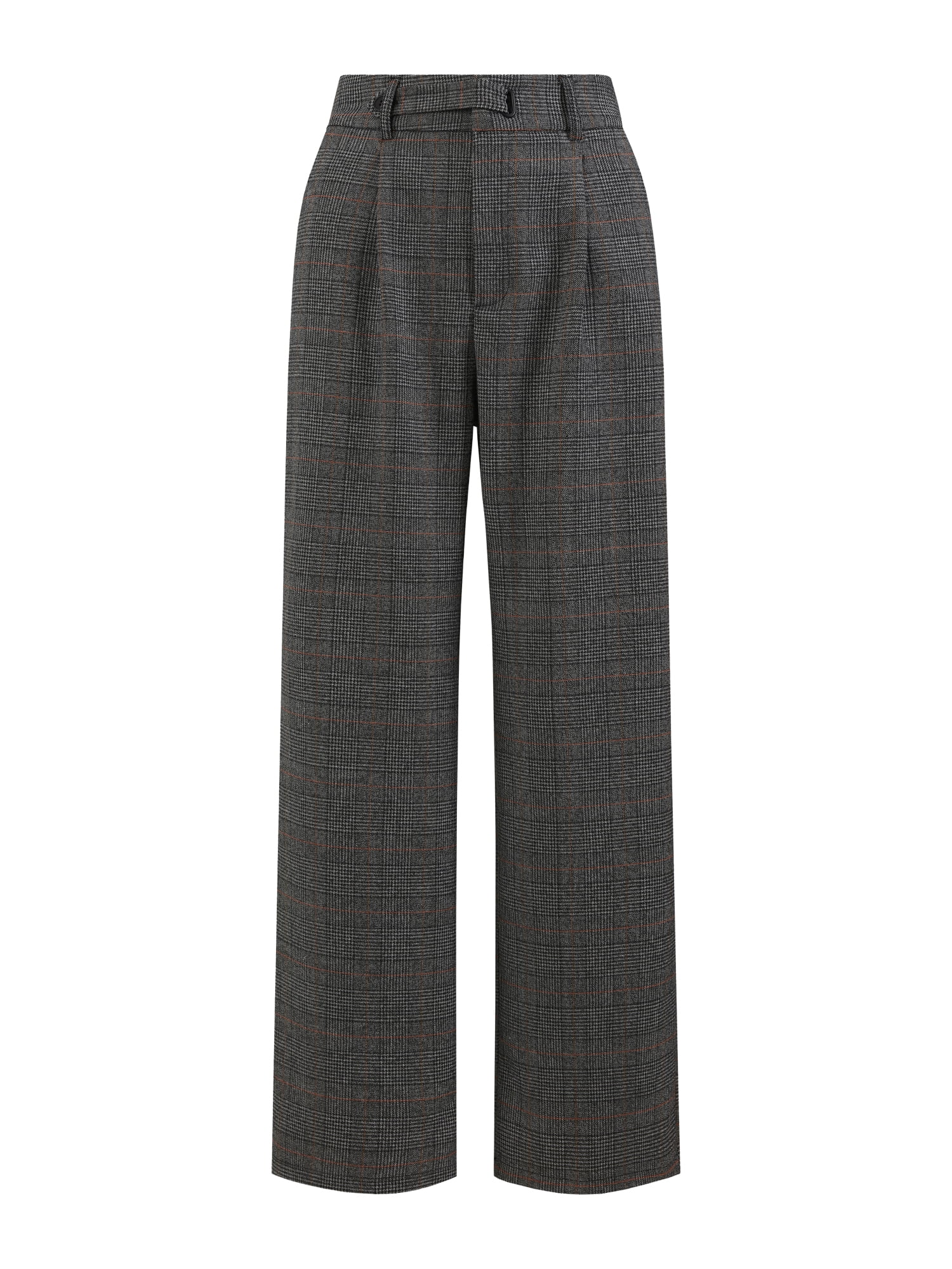 DARING DIVA Women's Plaid Vintage Houndstooth Wide Leg Trousers for Work L Dark Grey