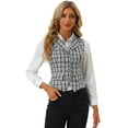 thumbnail image 1 of DARING DIVA Women's Plaid Waistcoat Notched Lapel Collar Vintage Vest S Black, 1 of 6