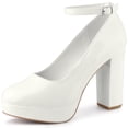 thumbnail image 1 of DARING DIVA Women's Platform Ankle Strap Chunky Heel Mary Janes Pumps White 10, 1 of 7