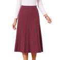 thumbnail image 1 of DARING DIVA Women's Pleated High Waist A Line Knit Midi Skirt Large Burgundy, 1 of 7