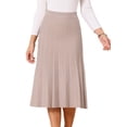 thumbnail image 1 of DARING DIVA Women's Pleated High Waist A Line Knit Midi Skirt Small Dark Khaki, 1 of 7