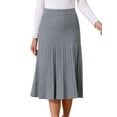 thumbnail image 1 of DARING DIVA Women's Pleated High Waist A Line Knit Midi Skirt L Light Grey, 1 of 7