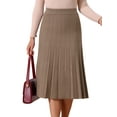 thumbnail image 1 of DARING DIVA Women's Pleated High Waist A Line Knit Midi Skirt S Brown, 1 of 7