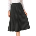thumbnail image 1 of DARING DIVA Women's Pleated Midi Elastic A-Line Swing Flowy Long Skirts Medium Dark Grey, 1 of 6