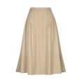 thumbnail image 1 of DARING DIVA Women's Pleated Midi Flowy A-Line Work Skirts X-Small Khaki, 1 of 6