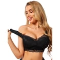 thumbnail image 1 of DARING DIVA Women's Plunge Lace Wireless Push Up Full Coverage Bra M Black, 1 of 6