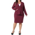 thumbnail image 1 of DARING DIVA Women's Plus 2 Pcs Outfits Business Casual Suit Sets Burgundy 4X, 1 of 6