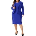 thumbnail image 1 of DARING DIVA Women's Plus 2 Pieces Dress Suits Blazers and Sleeveless Dress Royal Blue 1X, 1 of 6