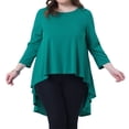 thumbnail image 1 of DARING DIVA Women's Plus 3/4 Sleeve High Low Top Casual Blouse Tunic Shirt 1X Green, 1 of 6