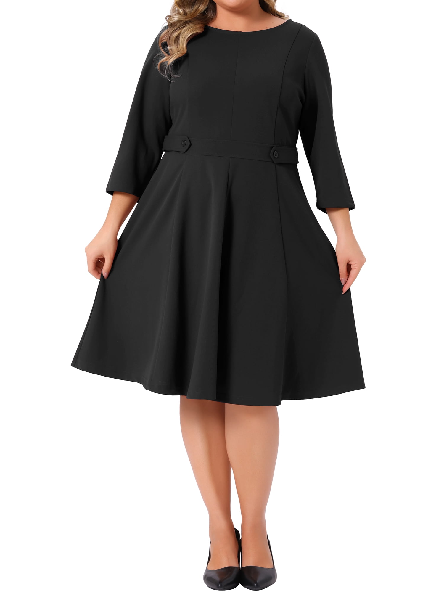DARING DIVA Women's Plus 3/4 Sleeve Vintage Cocktail Dress 3X Black