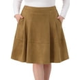 thumbnail image 1 of DARING DIVA Women's Plus A Line with Pockets Elastic Midi Skirts 1X Brown, 1 of 6
