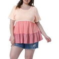 thumbnail image 1 of DARING DIVA Women's Plus Babydoll Ruffle Short Sleeve Casual Blouse 2X Pink, 1 of 6