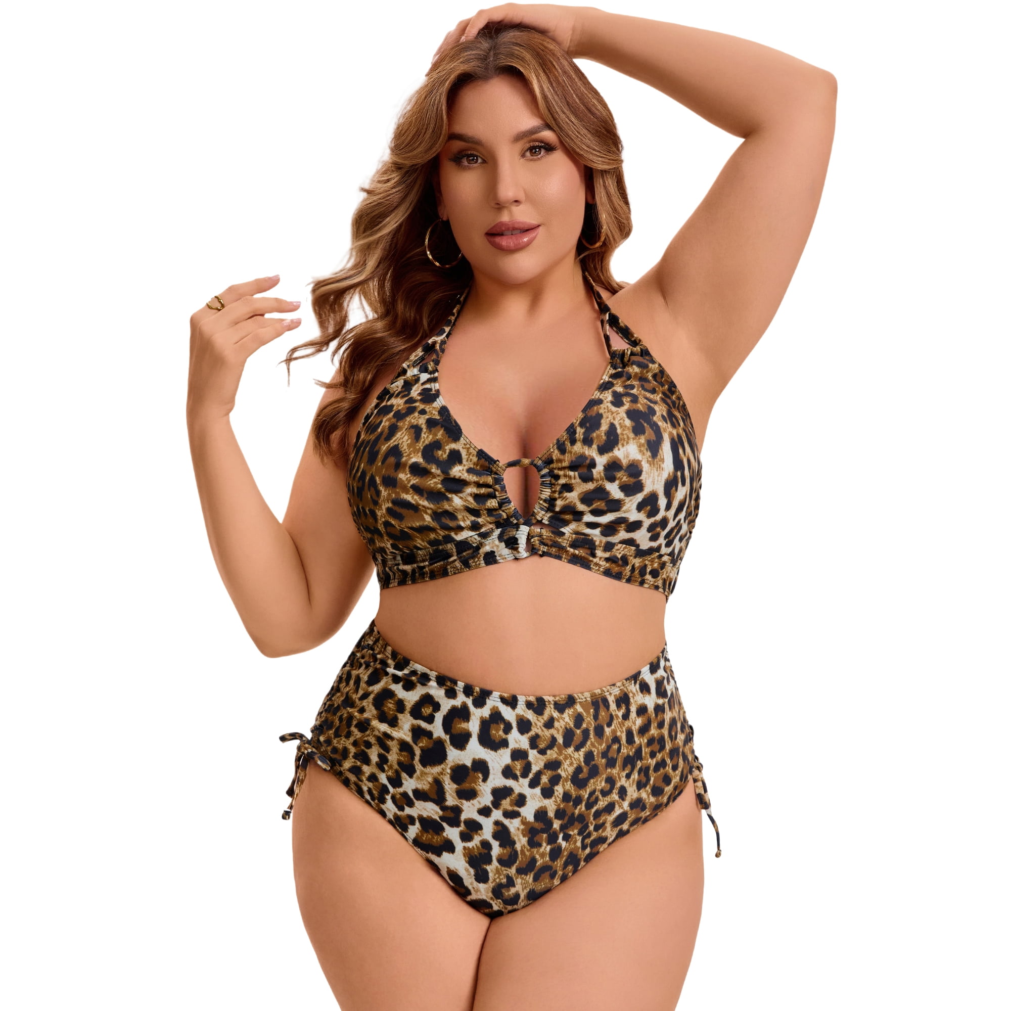 DARING DIVA Women's Plus Bikini Sets Two Piece Swimsuit 3X Black Leopard
