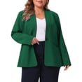 thumbnail image 1 of DARING DIVA Women's Plus Blazer Business Open Front Work Office Jacket 3X Dark Green, 1 of 6