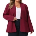thumbnail image 1 of DARING DIVA Women's Plus Blazer Business Open Front Work Office Jacket Burgundy 3X, 1 of 5