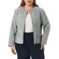 thumbnail image 1 of DARING DIVA Women's Plus Blazer Collarless Long Sleeve Open Front Jacket 4X Black White, 1 of 6