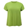 thumbnail image 1 of DARING DIVA Women's Plus Blouses with Crew Neck and Raglan Sleeves 1X Olive Green, 1 of 6