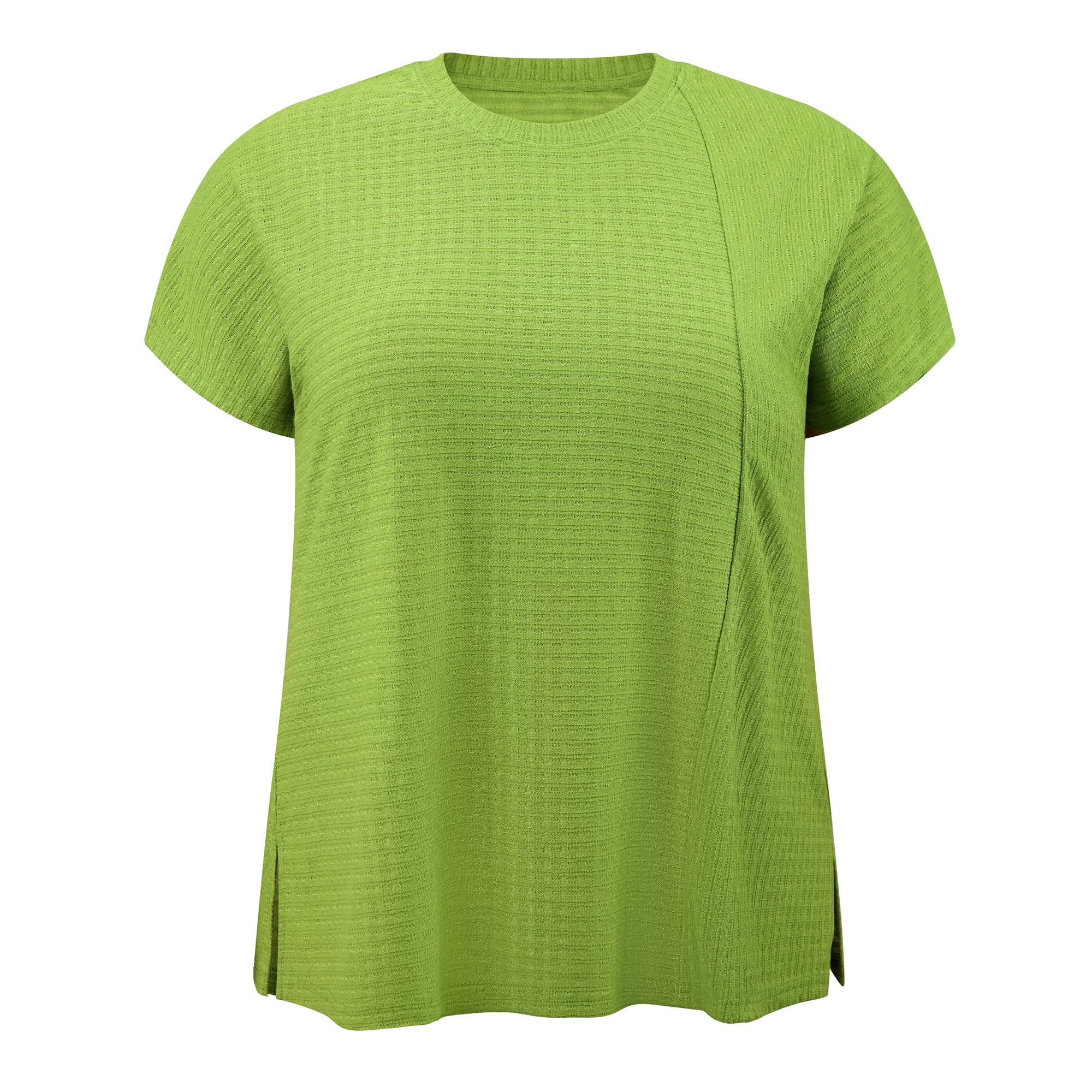 DARING DIVA Women's Plus Blouses with Crew Neck and Raglan Sleeves 2X Olive Green