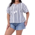 thumbnail image 1 of DARING DIVA Women's Plus Boho Tops Floral Tied V Neck Blouse Shirts 1X White, 1 of 6