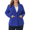 thumbnail image 1 of DARING DIVA Women's Plus Button Down Notched Lapel Office Jackets Blazer Royal Blue 4X, 1 of 6