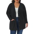 thumbnail image 1 of DARING DIVA Women's Plus Button V Neck Knit Cardigan with Pockets 3X Black, 1 of 6