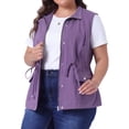 thumbnail image 1 of DARING DIVA Women's Plus Size Lightweight Sleeveless Anorak Cargo Vest 3X Purple, 1 of 6