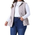 thumbnail image 1 of DARING DIVA Women's Plus Cargo Drawstring Waist Sleeveless Jacket 4X Light Gray, 1 of 6