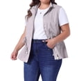 thumbnail image 1 of DARING DIVA Women's Plus Size Lightweight Sleeveless Anorak Cargo Vest 4X Light Gray, 1 of 6