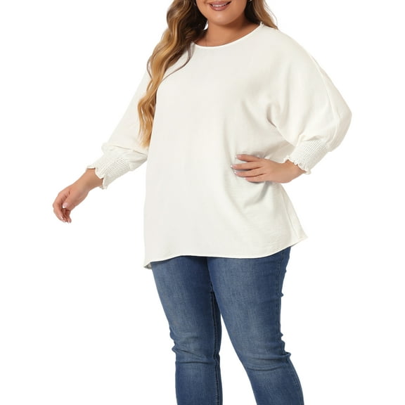 DARING DIVA Women's Plus Chiffon Batwing Ruffle Long Sleeve Casual Blouse 3X White
