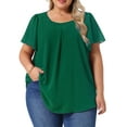 thumbnail image 1 of DARING DIVA Women's Plus Chiffon Ruffle Double-Layered Top 3X Dark Green, 1 of 6