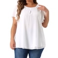 thumbnail image 1 of DARING DIVA Women's Plus Chiffon Ruffle Double-Layered Top 4X White, 1 of 6