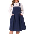 thumbnail image 1 of DARING DIVA Women's Plus Corduroy Pinafore Dress Pleated Skirt 2X Dark Blue, 1 of 6