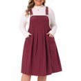 thumbnail image 1 of DARING DIVA Women's Plus Corduroy Pinafore Dress Pleated Skirt 3X Burgundy, 1 of 6