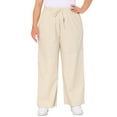 thumbnail image 1 of DARING DIVA Women's Plus Cotton Linen Summer Palazzo Pants with Pockets 1X Apricot, 1 of 6