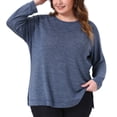 thumbnail image 1 of DARING DIVA Women's Plus Crew Neck Casual Pullover Knit Blouse Top 1X Dark Blue, 1 of 6
