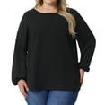 thumbnail image 1 of DARING DIVA Women's Plus Crewneck Chiffon Swiss Dots Shirts Top 2X Black, 1 of 6