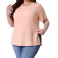 thumbnail image 1 of DARING DIVA Women's Plus Crew Neck Top 2X Light Pink, 1 of 6
